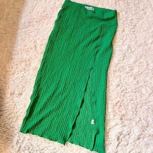 Kelly Green Vivid Bright Side Slit Maximalist Dopamine Beachy Resort Maxi Skirt